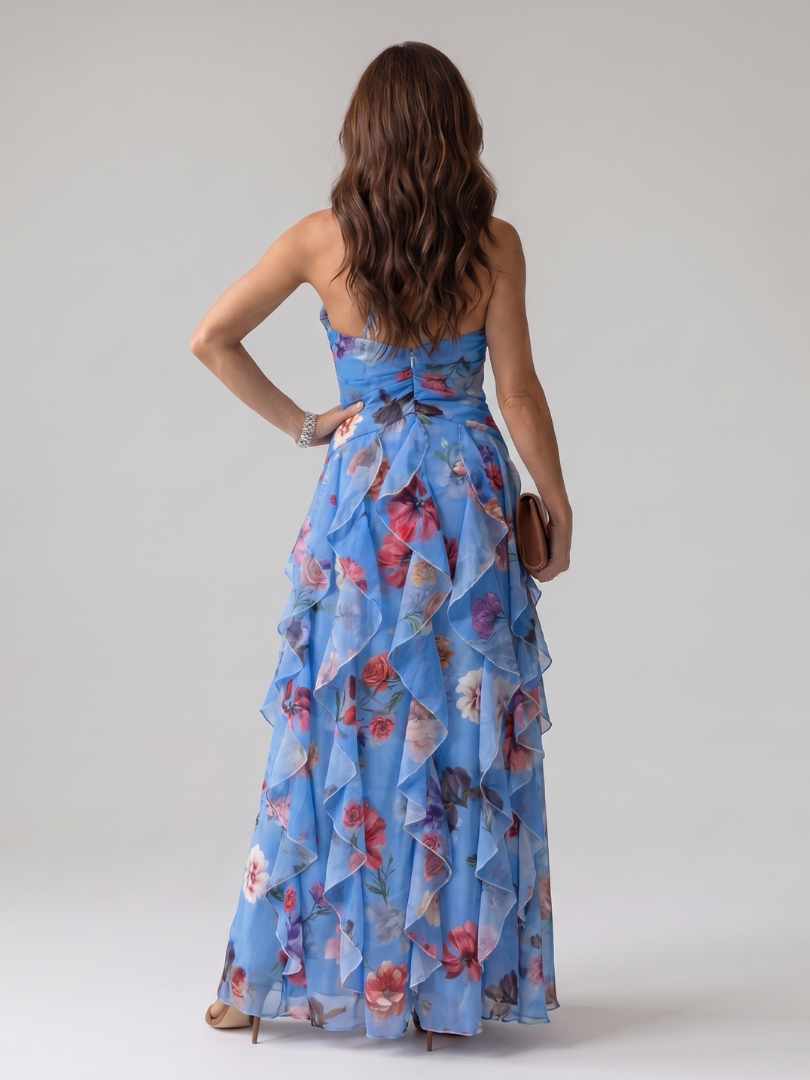 Susana Vestido largo con estampado floral en lila
