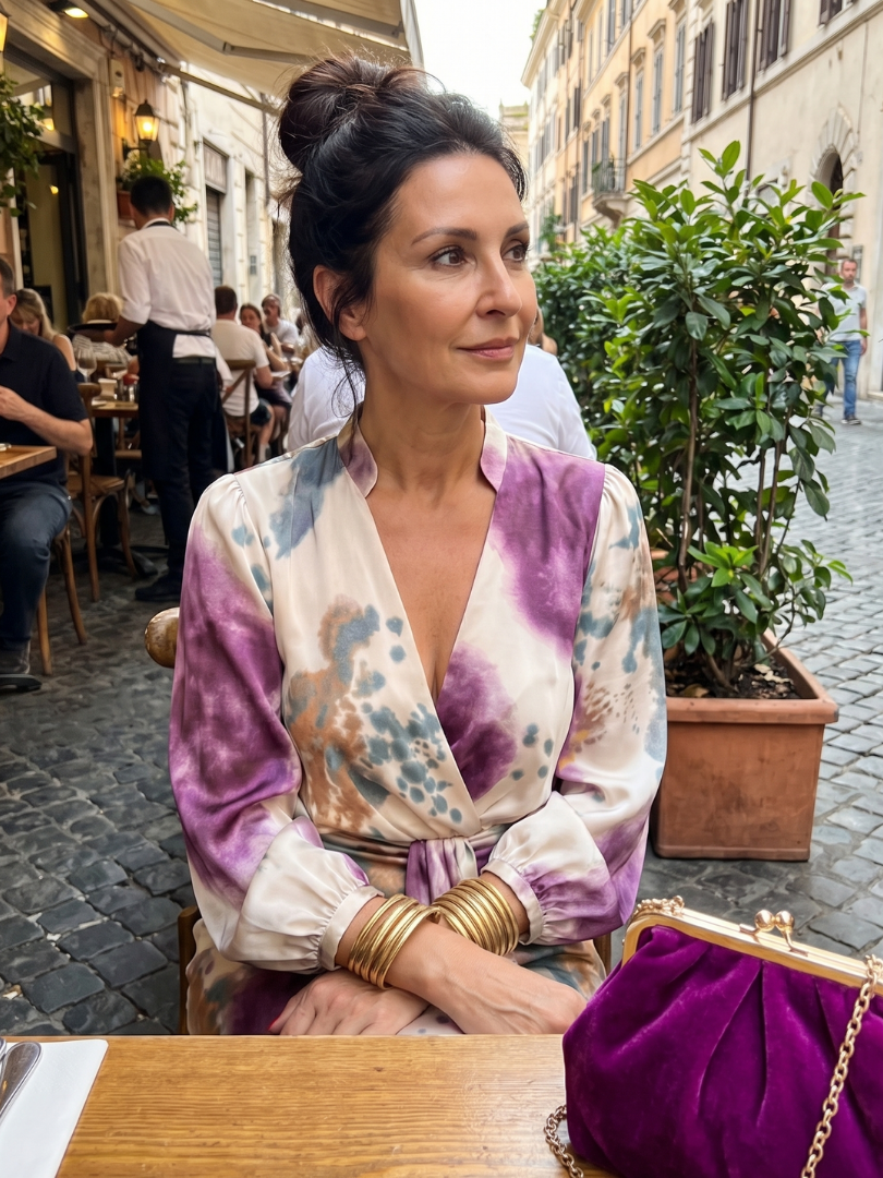 Rosalía Vestido cruzado con estampado acuarela