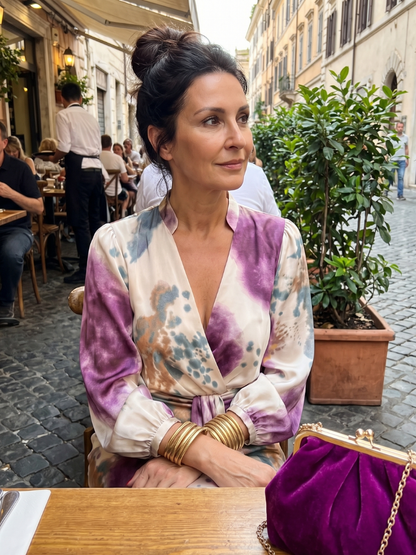 Rosalía Vestido cruzado con estampado acuarela