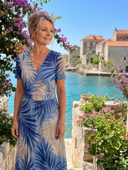 Leticia Vestido midi con estampado floral en azul claro