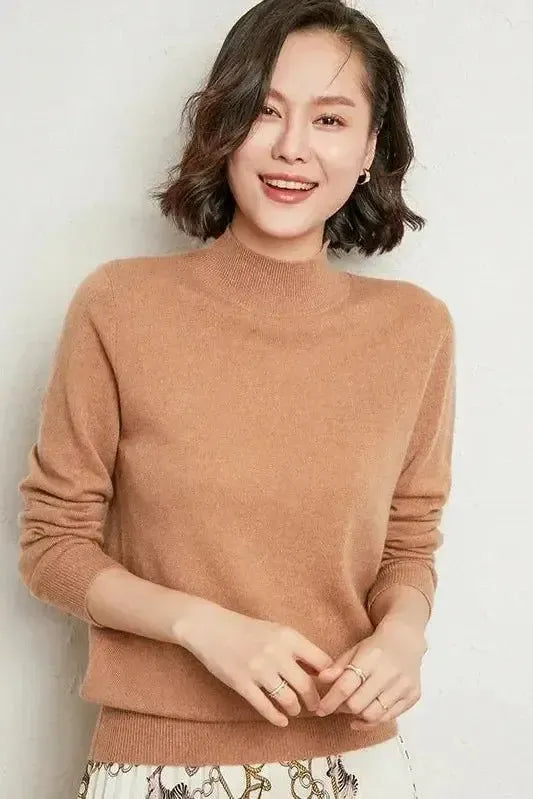 Silvie | Šalvějově zelený svetr s kulatým výstřihem