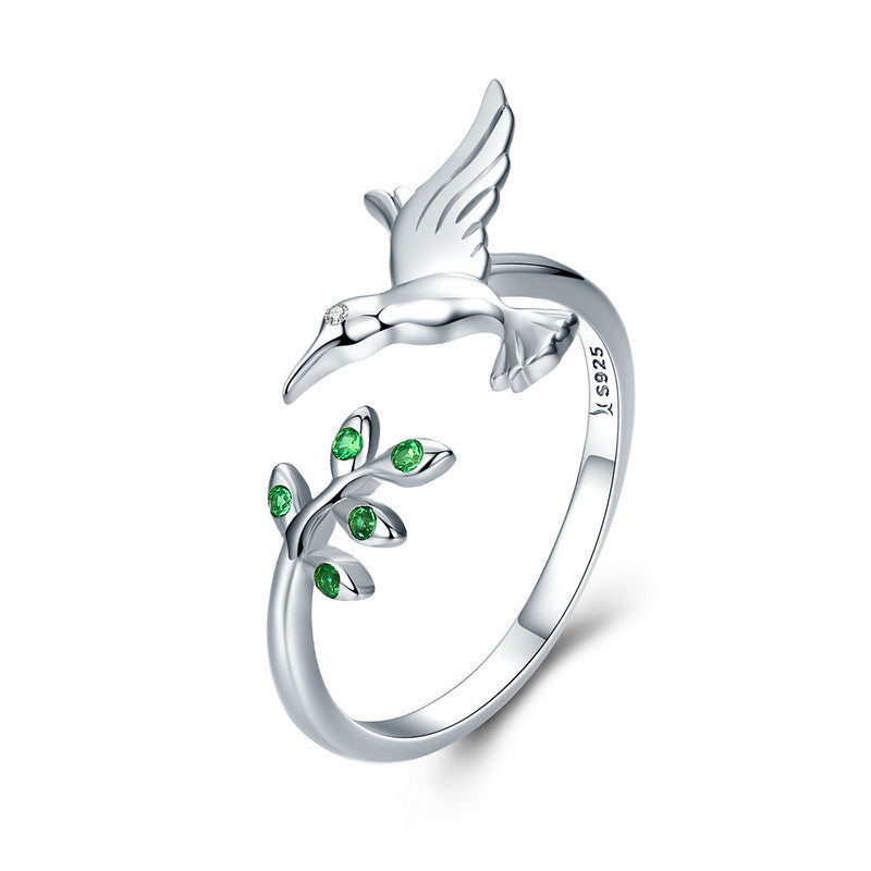 Anillo Camaleón con zirconias verdes en plata