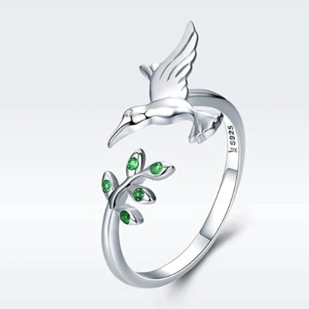 Anillo Camaleón con zirconias verdes en plata