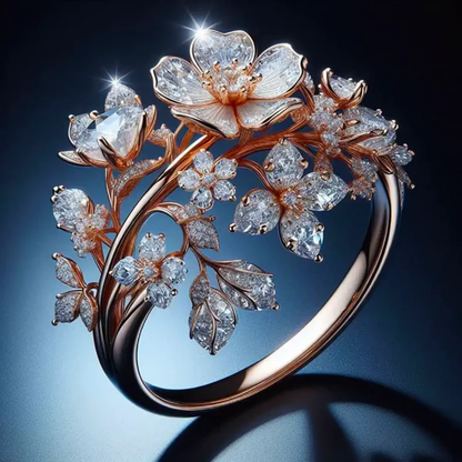 Anillo Flor de Cristal Azul Cielo