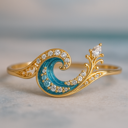 Anillo "Olas de los Océanos" con Cristal Brillante