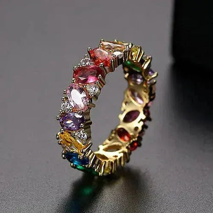 Anillo Retro con Zirconias Multicolores