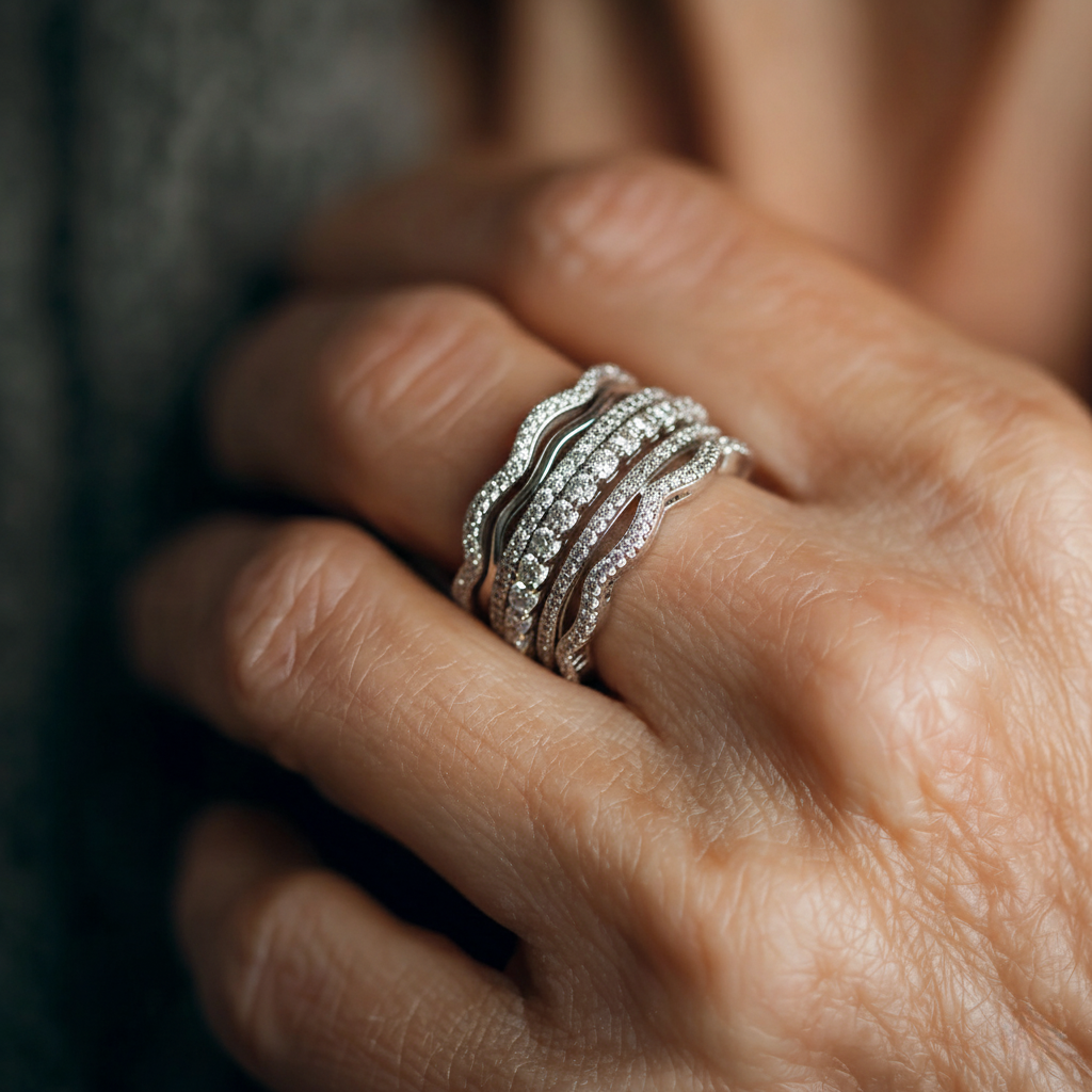 Anillo Retro con Zirconias en Capas