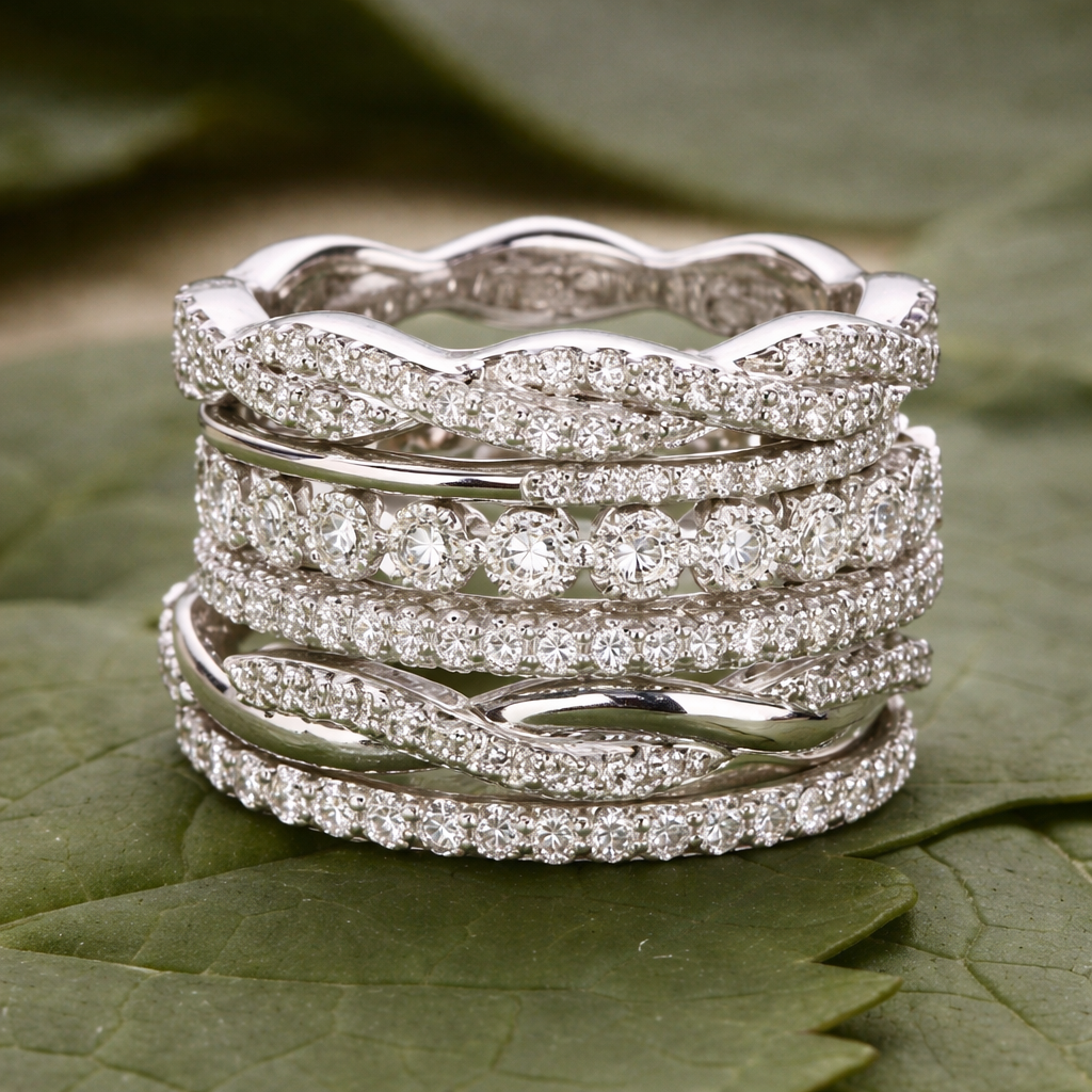 Anillo Retro con Zirconias en Capas