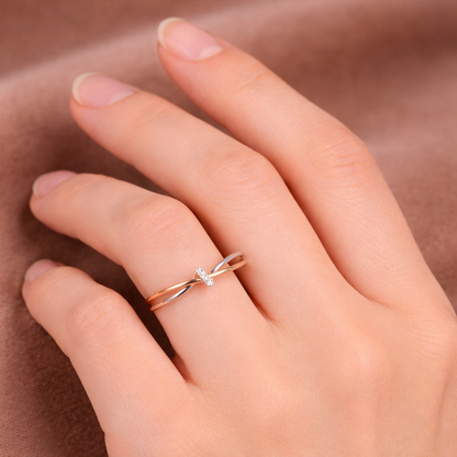 Anillo Trenzado en Oro Rosa y Plata