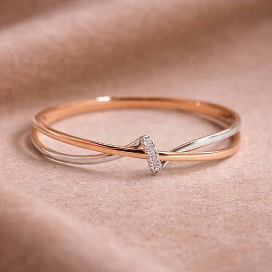 Anillo Trenzado en Oro Rosa y Plata