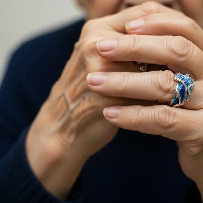 Anillo Vintage Dorado con Onda Oceánica