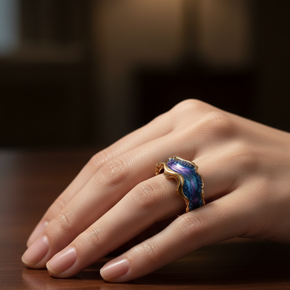 Anillo Vintage Oro Océano