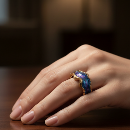 Anillo Vintage Oro Océano