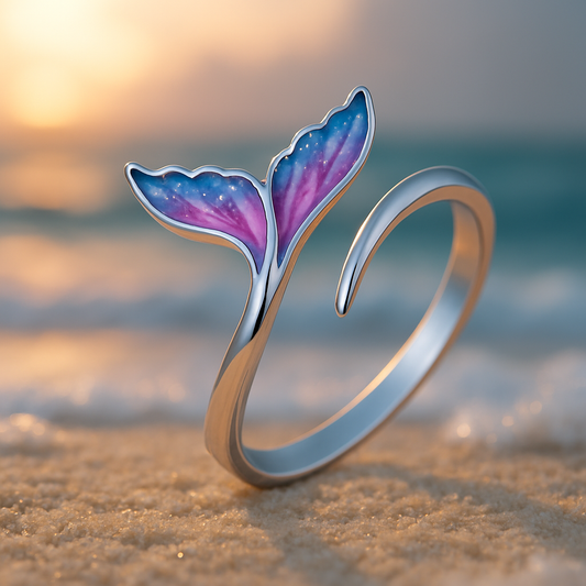 Anillo ajustable con cola de delfín de colores