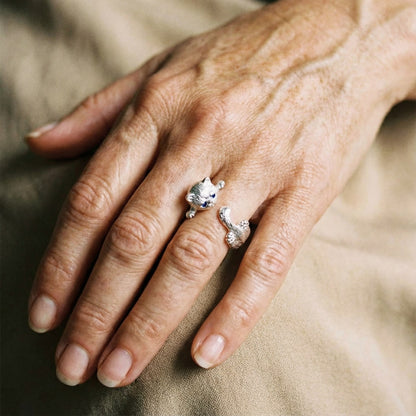 Anillo ajustable de plata 925 con chatones