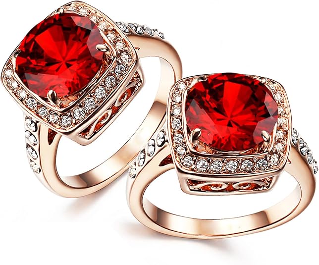 Anillo de Rubí con corona de oro rosa