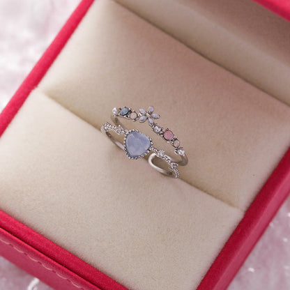 Anillo de plata ajustable con piedra azul