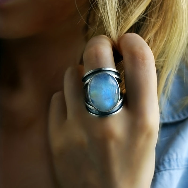 Anillo mágico de piedra lunar