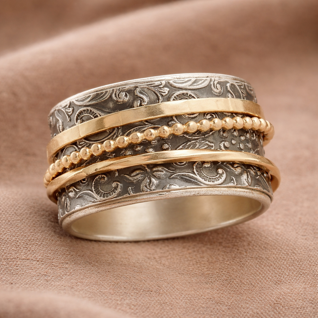 Anillo retro con diseño barroco