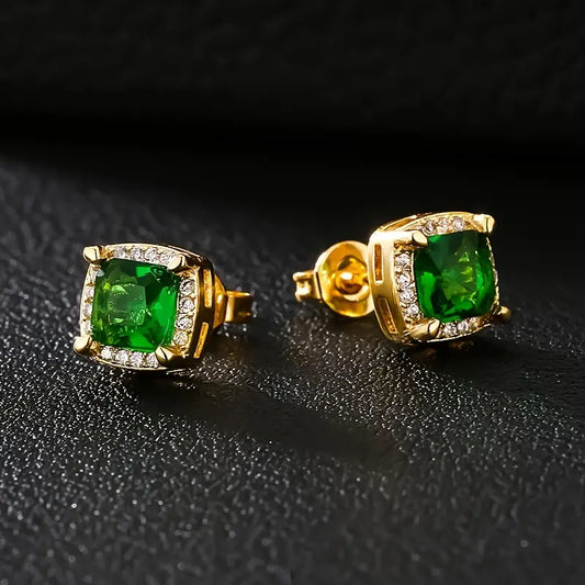 Aretes "Karina" con piedra esmeralda