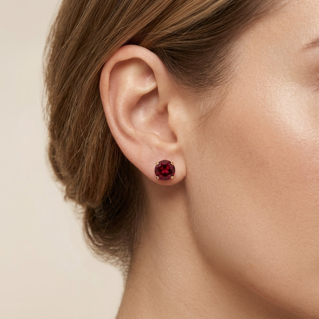 Aretes Rubí Redondo | Oro