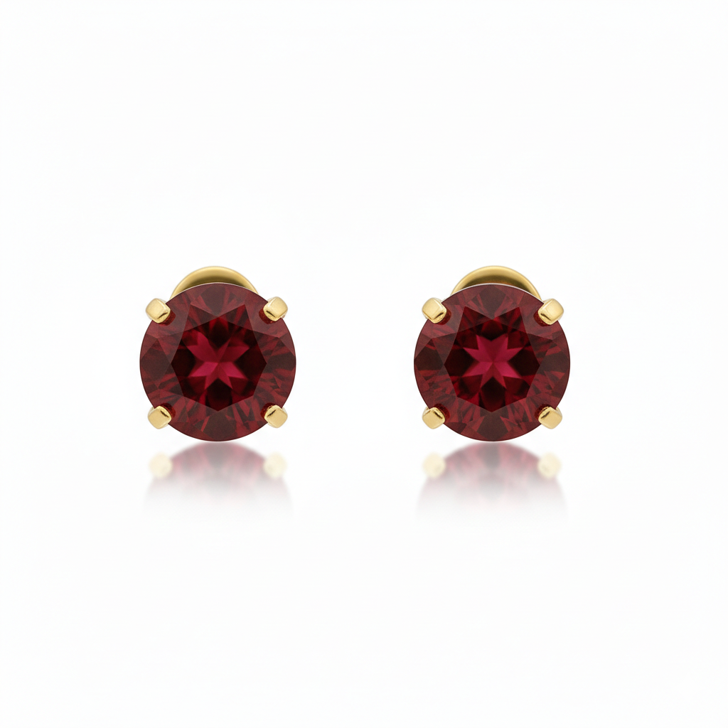 Aretes Rubí Redondo | Oro