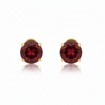 Aretes Rubí Redondo | Oro