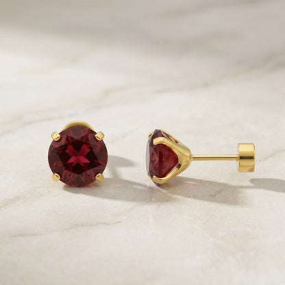 Aretes Rubí Redondo | Oro