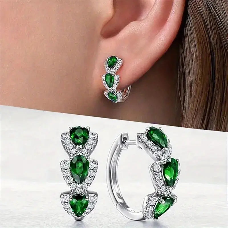 Aretes a rayas con cristal brillante