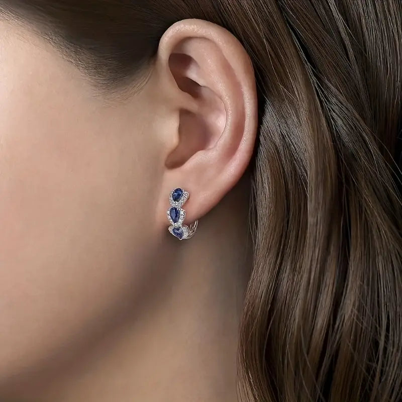 Aretes a rayas con cristal brillante