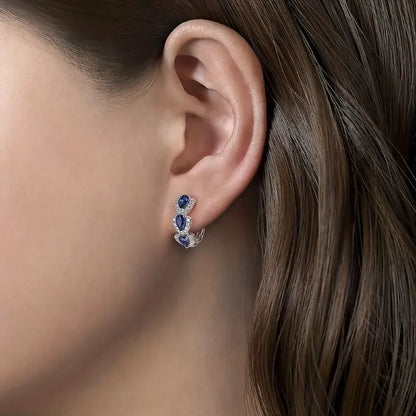Aretes a rayas con cristal brillante