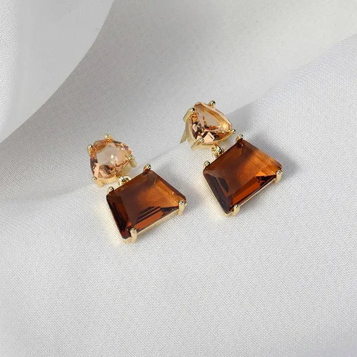 Aretes colgantes Cristal del Desierto en oro