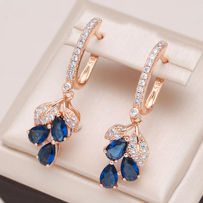 Aretes colgantes con cristales azules