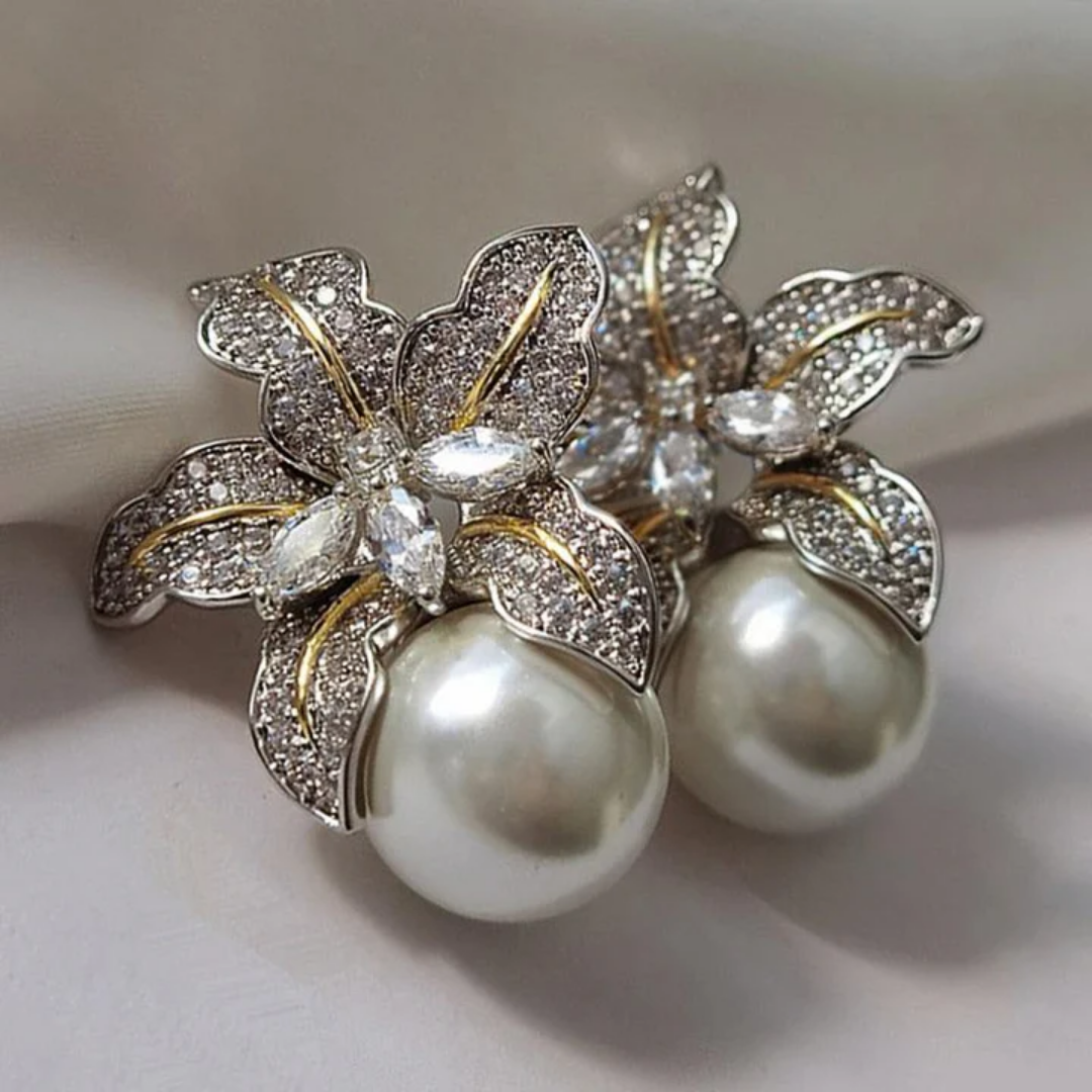 Aretes colgantes con flor y margarita