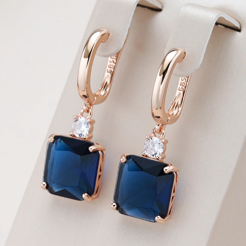 Aretes colgantes de cristal azul oscuro