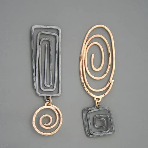 Aretes colgantes de oro y plata