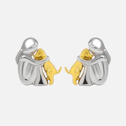 Aretes de dos colores, plata y oro