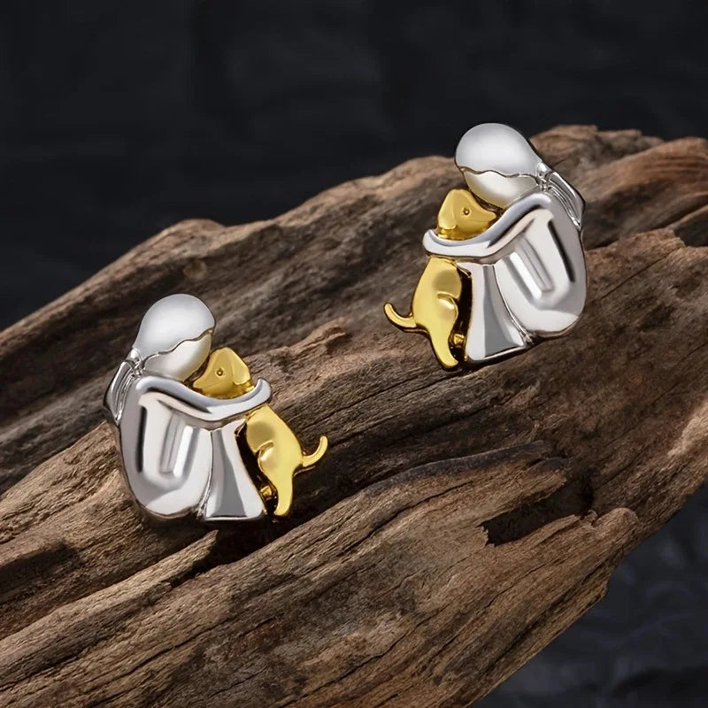 Aretes de dos colores, plata y oro