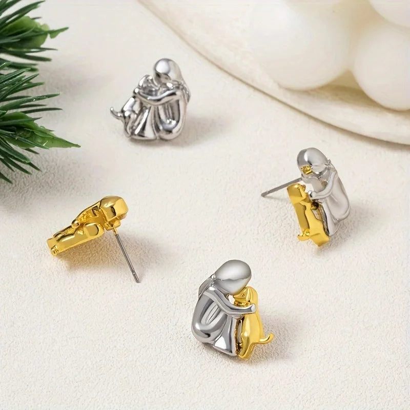 Aretes de dos colores, plata y oro