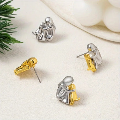 Aretes de dos colores, plata y oro