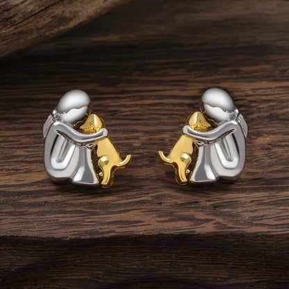 Aretes de dos colores, plata y oro