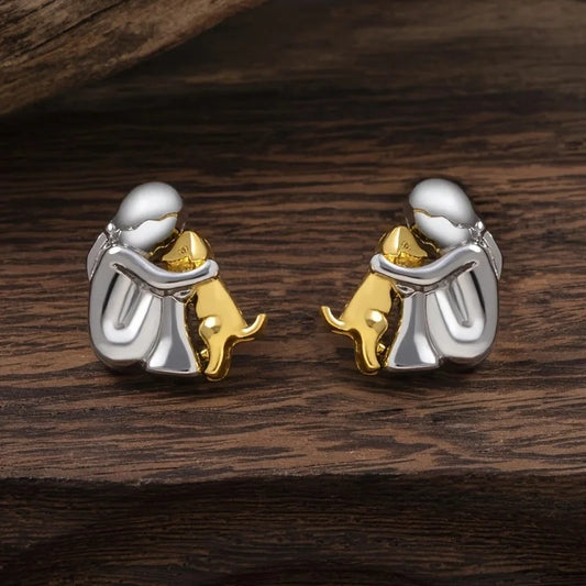 Aretes de dos colores, plata y oro