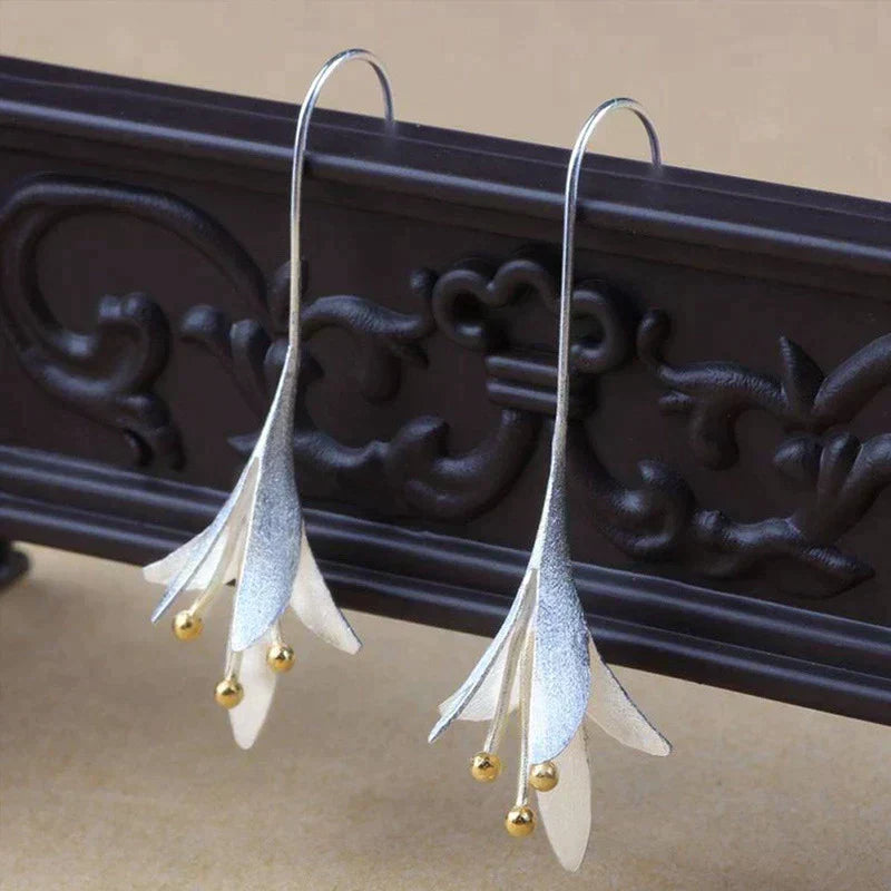 Aretes de flores de plata