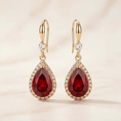 Aretes de gota de rubí