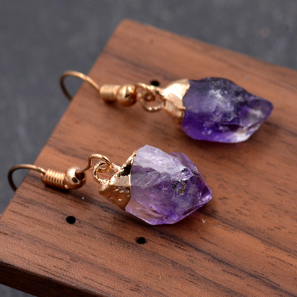 Aretes de oro con amatista