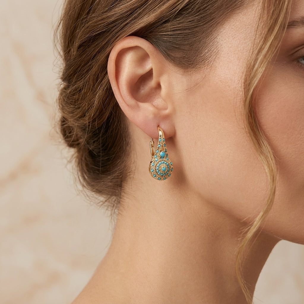Aretes de oro con turquesa
