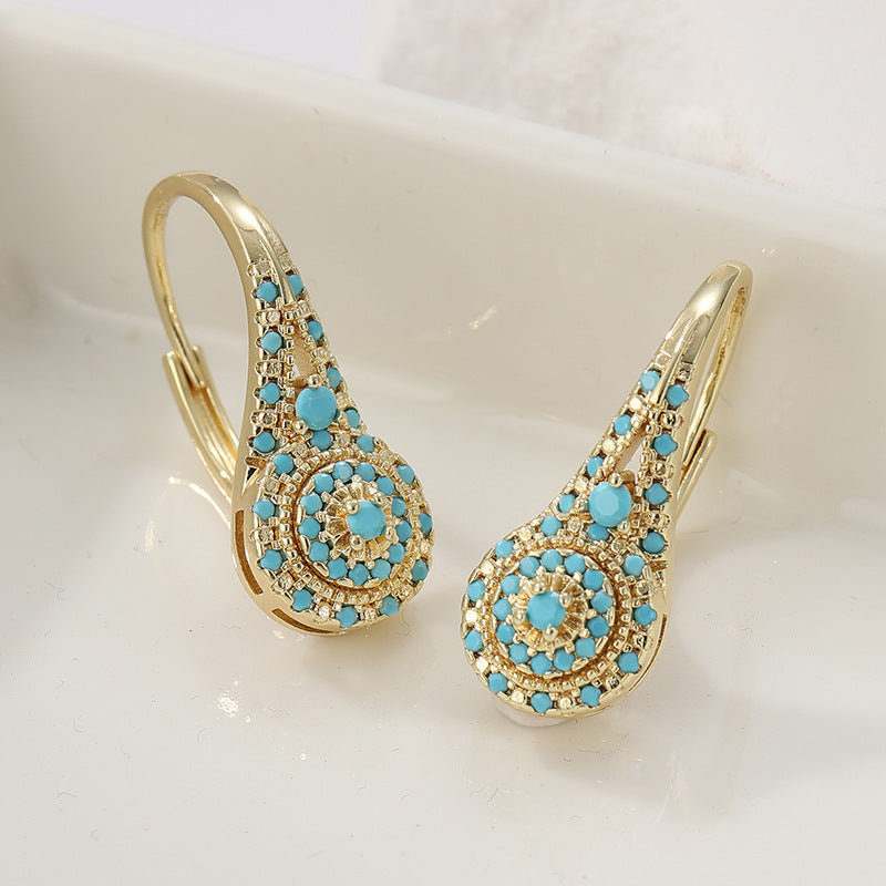 Aretes de oro con turquesa