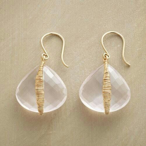 Aretes de oro hechos a mano con cristal blanco