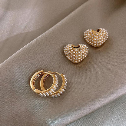 Aretes de perlas de amor en oro