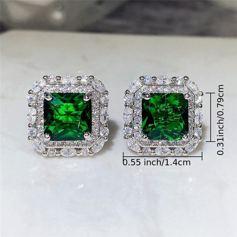 Aretes de zirconia y esmeralda